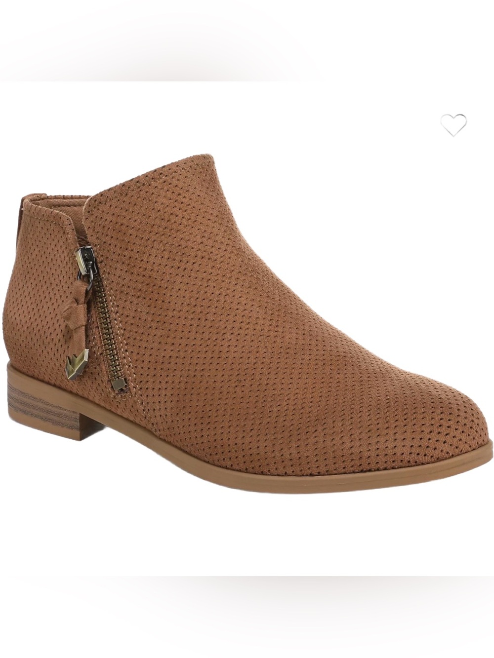 Dr Scholls Women’s Reverie Cognac Suede Perforated Ankle Bootie Size 8.5